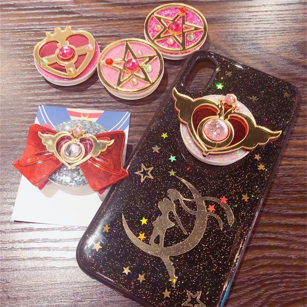 QUINTON Special Sailor Moon Mobile Stand For Girls Gifts Holder Socket Anime Sailor Moon Holder Standing Phone Accessories Creative Cute Girls Phone Holder Phone Mount Finger Ring