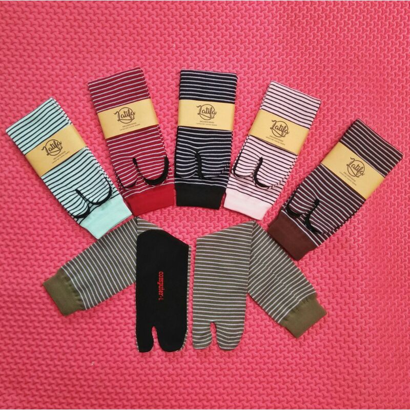 Kaos Kaki Jempol Muslimah Dewasa Motif SALUR Bahan Nilon Panjang Sebetis