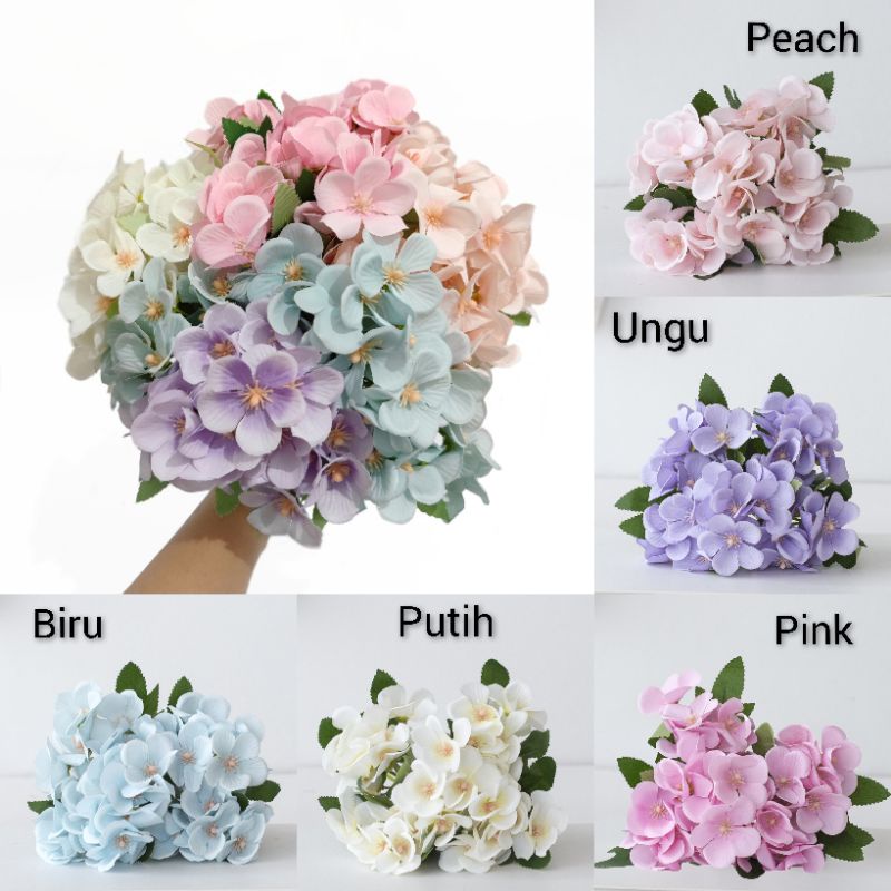 Bunga Hydrangea Hortensia AF63 Artificial Floral Dekorasi Backdrop Properti Foto Buket Wedding Wisuda