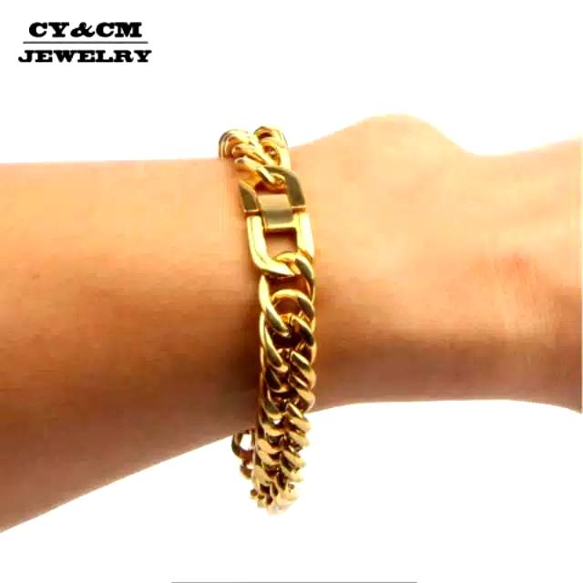 BARU - GELANG RANTAI WARNA GOLD EMAS , UNTUK PRIA / WANITA BAHAN ASLI TITANIUM ,MERK STAINLESS STEEL