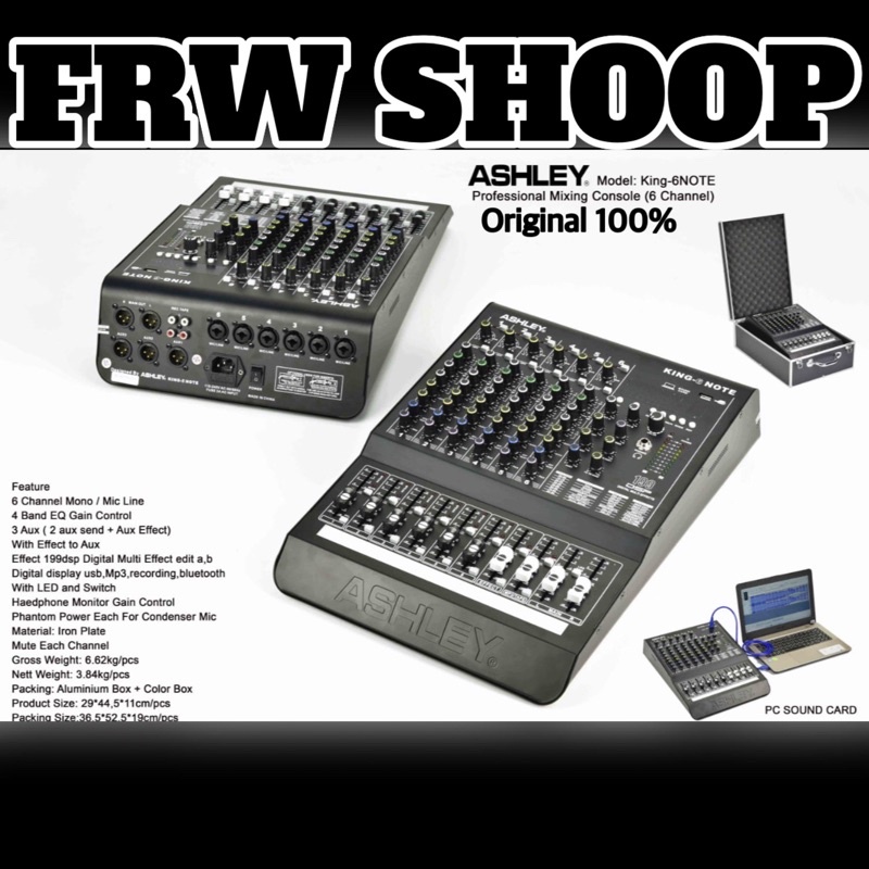 MIXER AUDIO ASHLEY KING 6 NOTE / ASHLEY KING 6NOTE (ORIGINAL) USB,BT,REC,SOUNDCARD