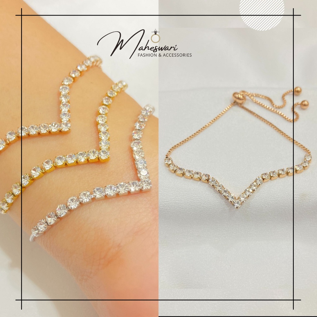 Gelang Titanium Wanita Anti Karat Gelang Serut Fuji Vintage Perhiasan Berlapis Emas Import MA428