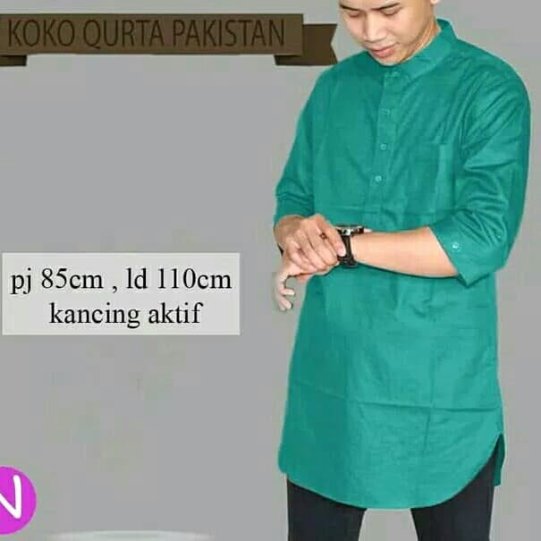 Baju Koko Qurta Pakistan Tosca Busana Muslim Islam Trend Pria