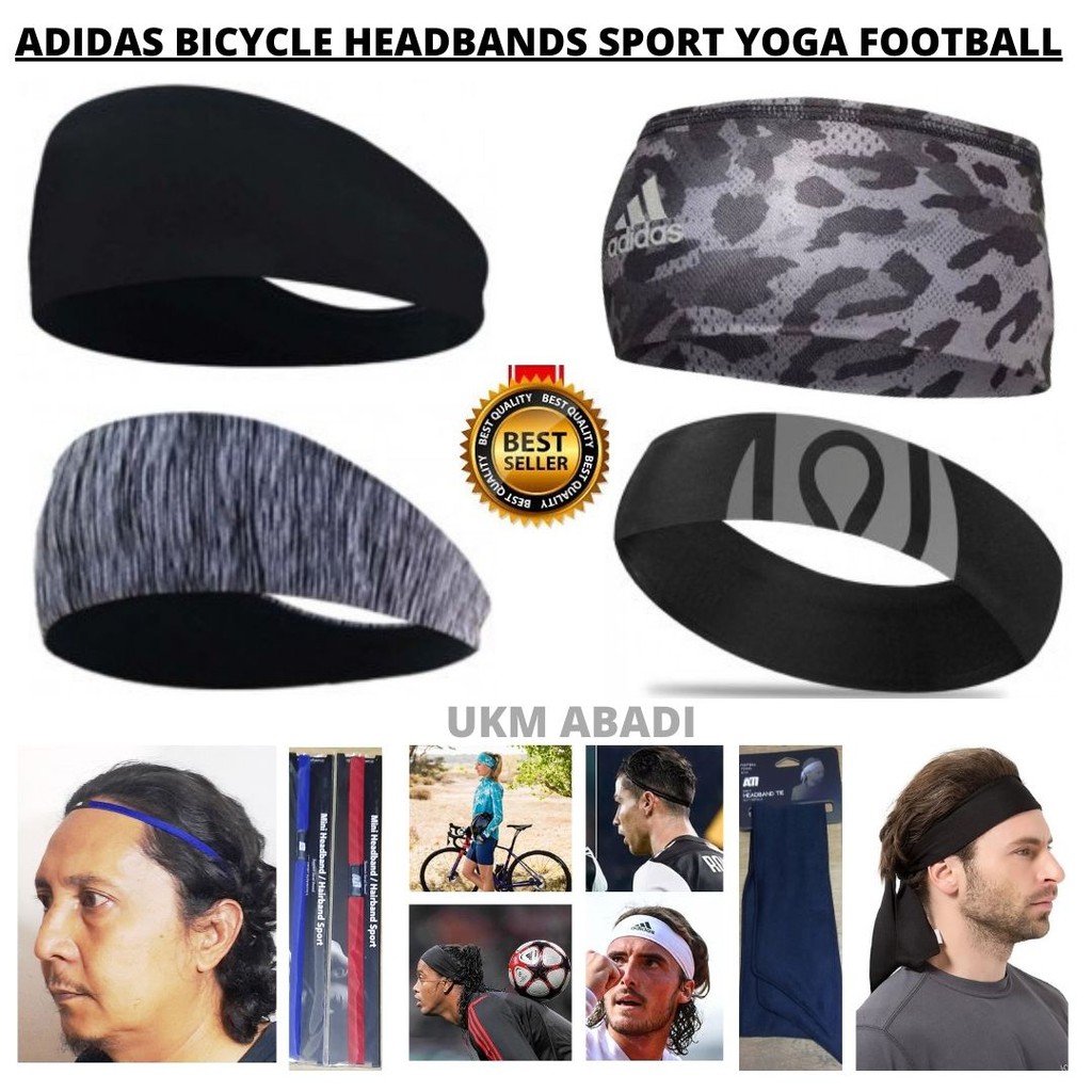 Ikat Kepala Headband Sport Adidas Ori 100% &amp; Bandana Biasa Sepeda Bola Yoga 111140