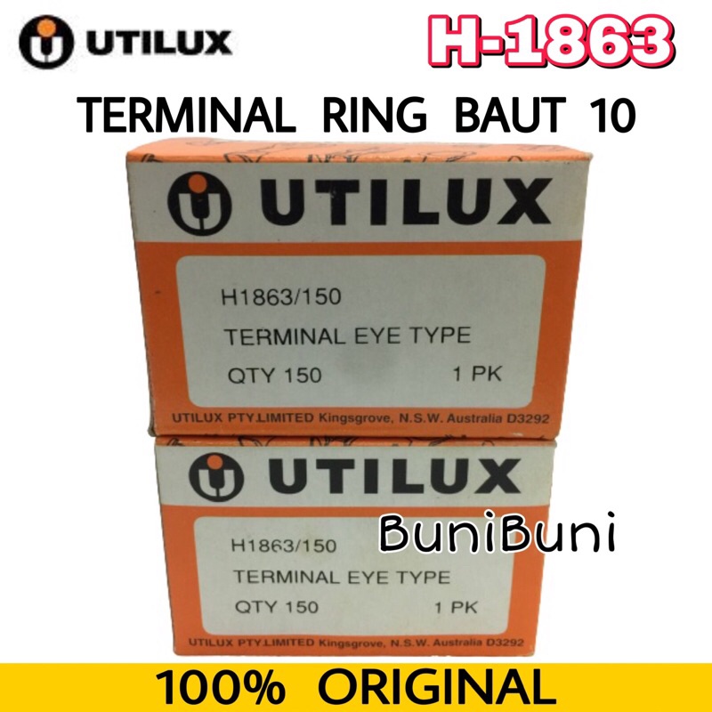 Terminal Skun UTILUX Ring Ukuran Baut 10 M6 / Diameter 6 MM H1863 Original (Isi 150 Pcs)