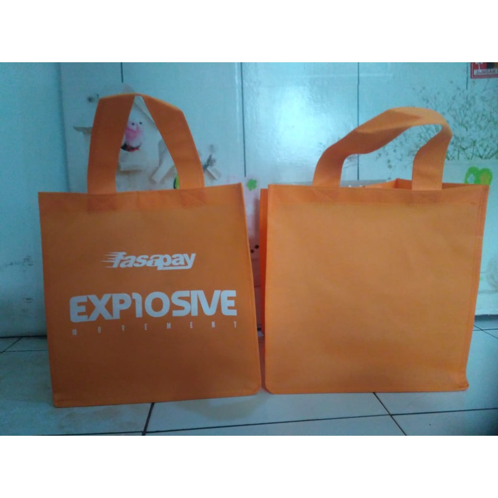 

[20x15 lebar 5/10/12/15/37] TAS SPUNBON CUSTOM FREE SABLON 1 SISI 1 WARNA