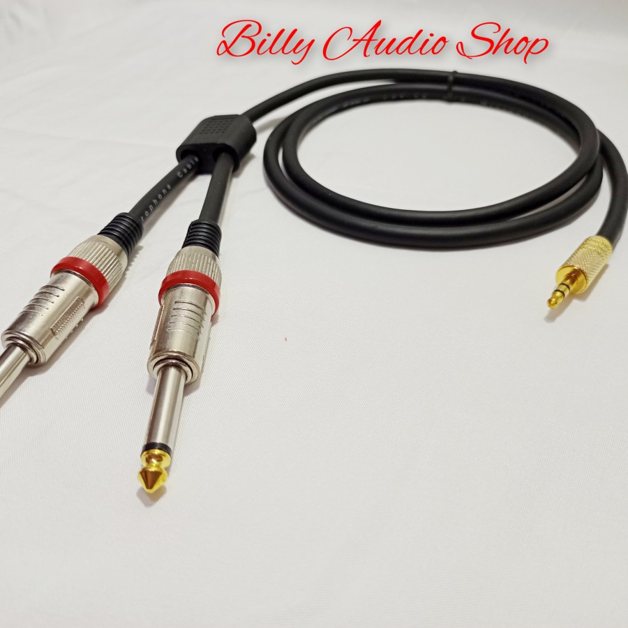 Kabel Audio Akai Mono 2 cabang ke Mini stereo 4-6 Meter