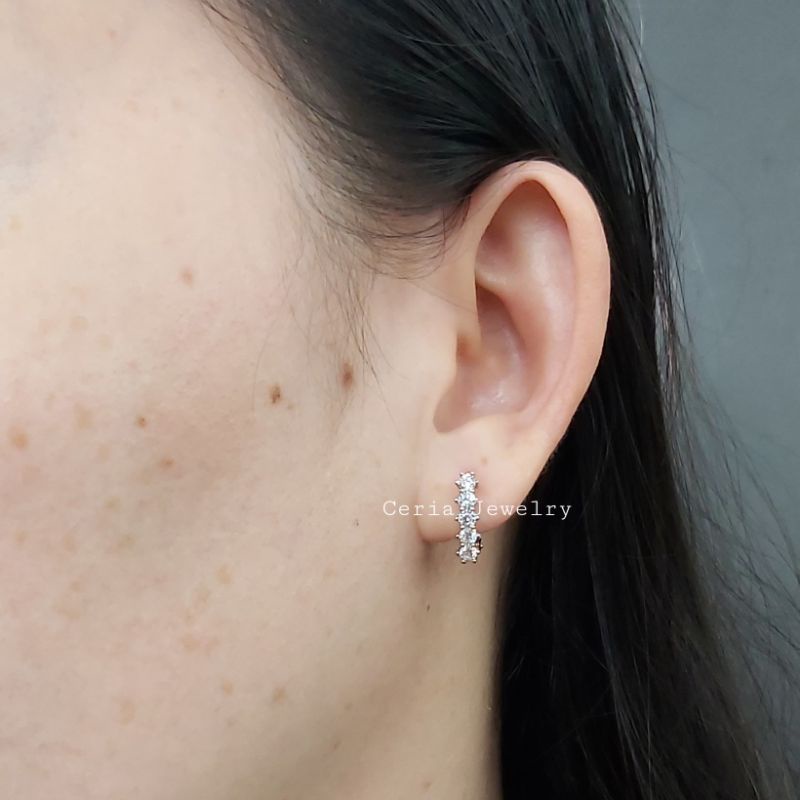 Anting Perak Asli 925 Lapis Emas Model Listring - Perhiasan Perak Wanita