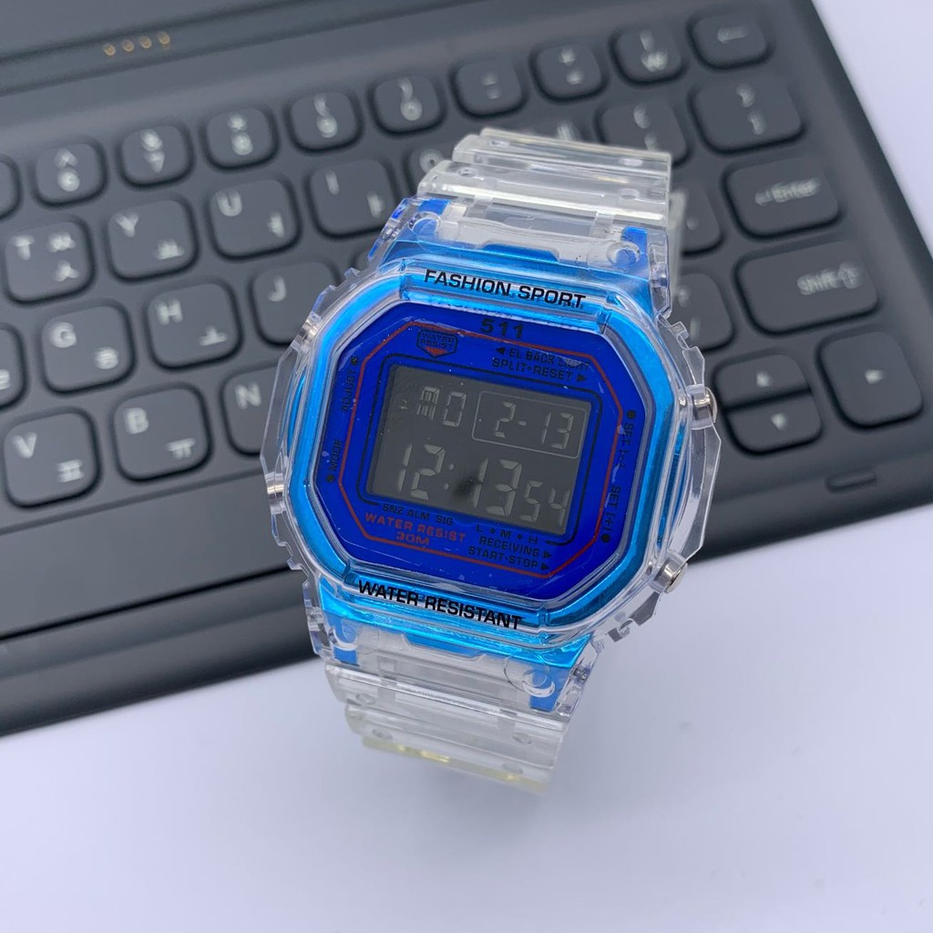 READY 7 WARNA Jam Tangan Wanita Digital Sport Strap Rubber Transparan Water Resistant