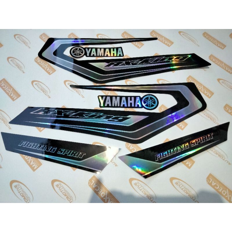 striping stiker RX king custom hologram versi 1-Hitam komplit