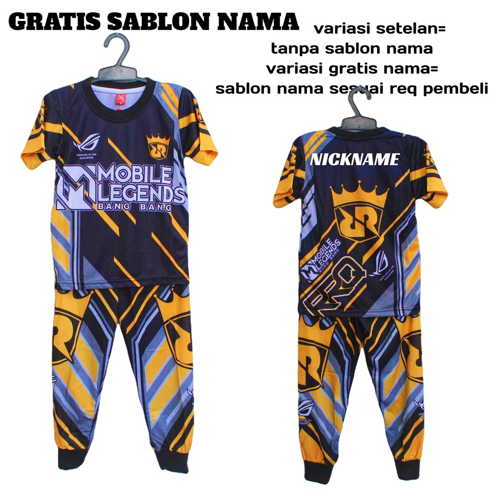 seteloan baju  anak evos free fire baju celana angel panjang anak size 2-12thn