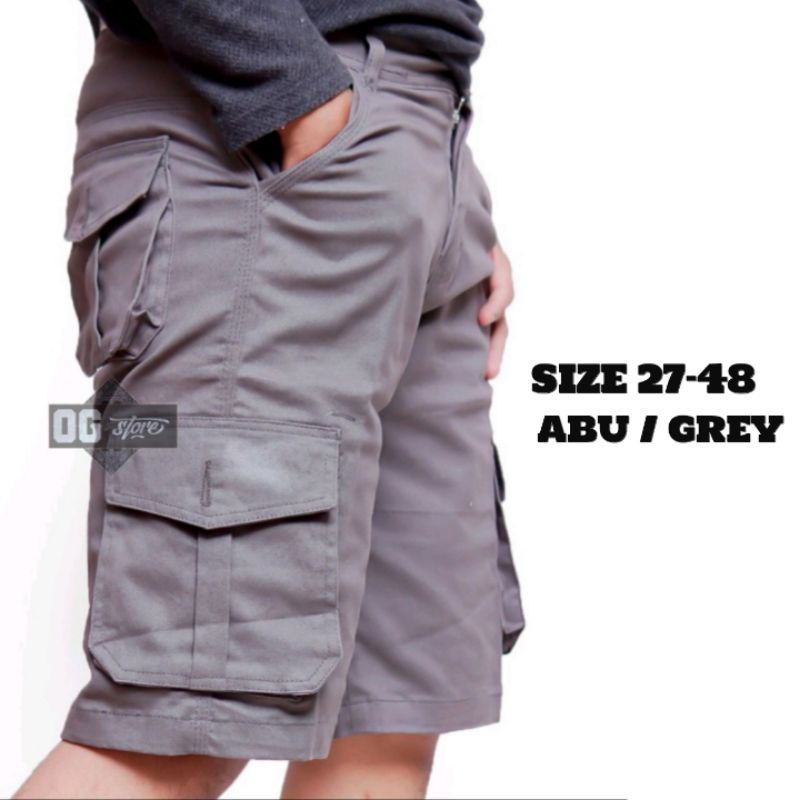 Celana Pendek Cargo Pria Gunung Casual Bahan Melar Big Size Jumbo-3