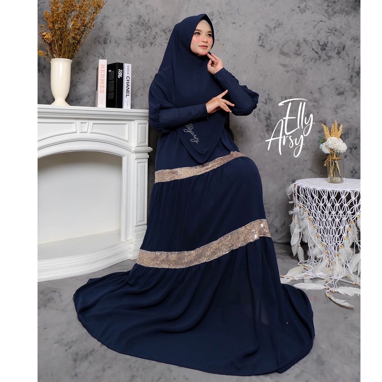 ADIBA SET KHIMAR SYARI CERUTY BABYDOLL ORI BY ELLYARSY DRESS RENDA MEWAH PESTA HAJATAN