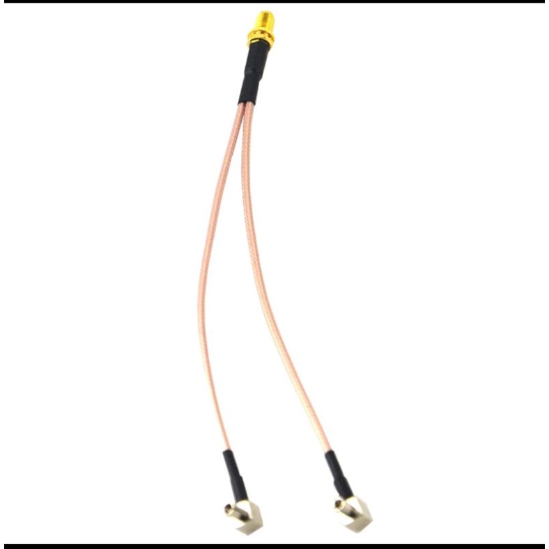Kabel pigtail dual TS9 ke RP SMA Female RG174 30cm