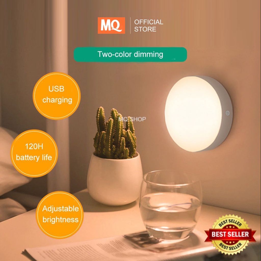 MQ Touching LED Night Light USB Charging Stepless Dimming Magnetic Smart Night Lamp lampu tidur