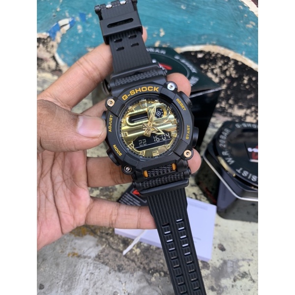 Jam Pria Casio G-SHOCK GA-900C Black list Gold Rubber Ori Bm Fullset