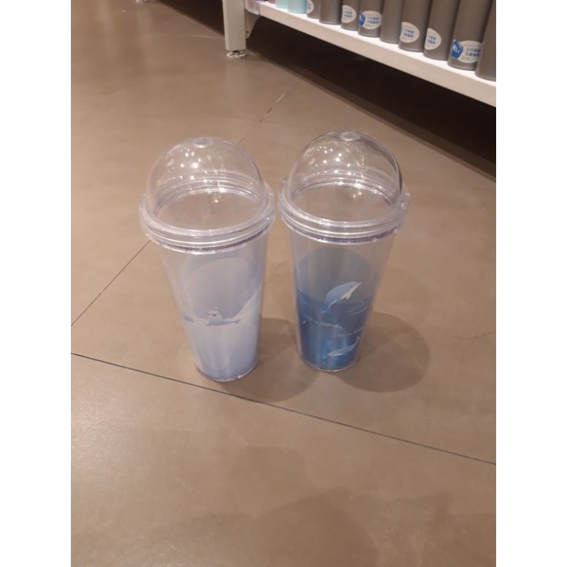 Jual Tumblerminiso Dolphin Double Wall Cup With Straw 350ml Shopee Indonesia 3423