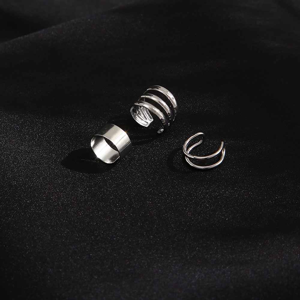 3 Pcs Anting Tindik Palsu Bahan Logam Warna Emas Perak Untuk Wanita