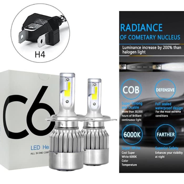 LAMPU C6 LED 36W COB MOBIL SOCKET H4