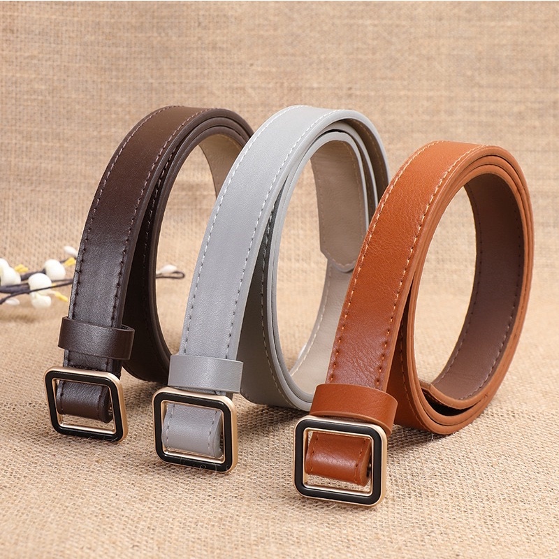 Gesper Kulit Wanita Tali Ikat Pinggang Cewek Square Buckle Belt GW1