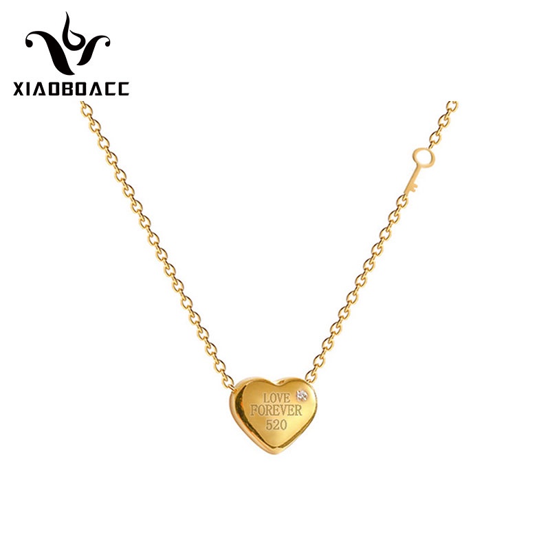 XiaoboACC Kalung Rantai Klavikula 18K Gold Titanium Steel Liontin Alfabet Love Ukuran Untuk Wanita - 38CM + 6CM