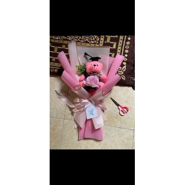 Buket Boneka CUSTOM NAMA selempang boneka + paper bag