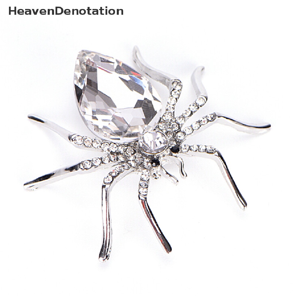 [HeavenDenotation] White Spider Silver Plated Fashion Brooches Jewelry Elegant Crystal Brooch Pin