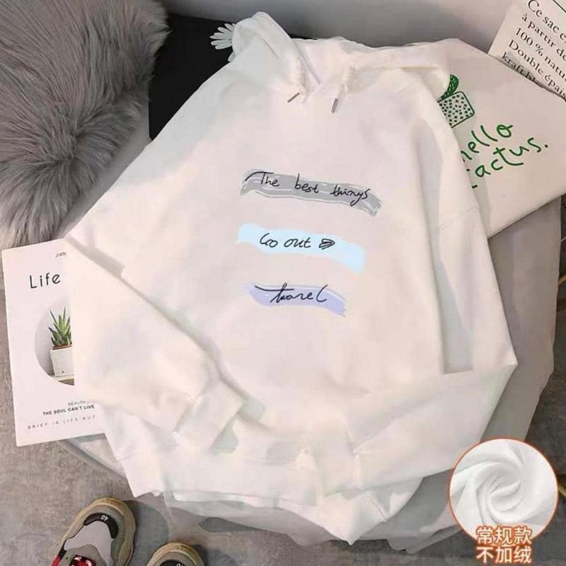 Jaket Sweater Hoodie Wanita Oversize Outerwear Pakaian Sweatshirt Korean Style Hudie Cewek GO OUT-1