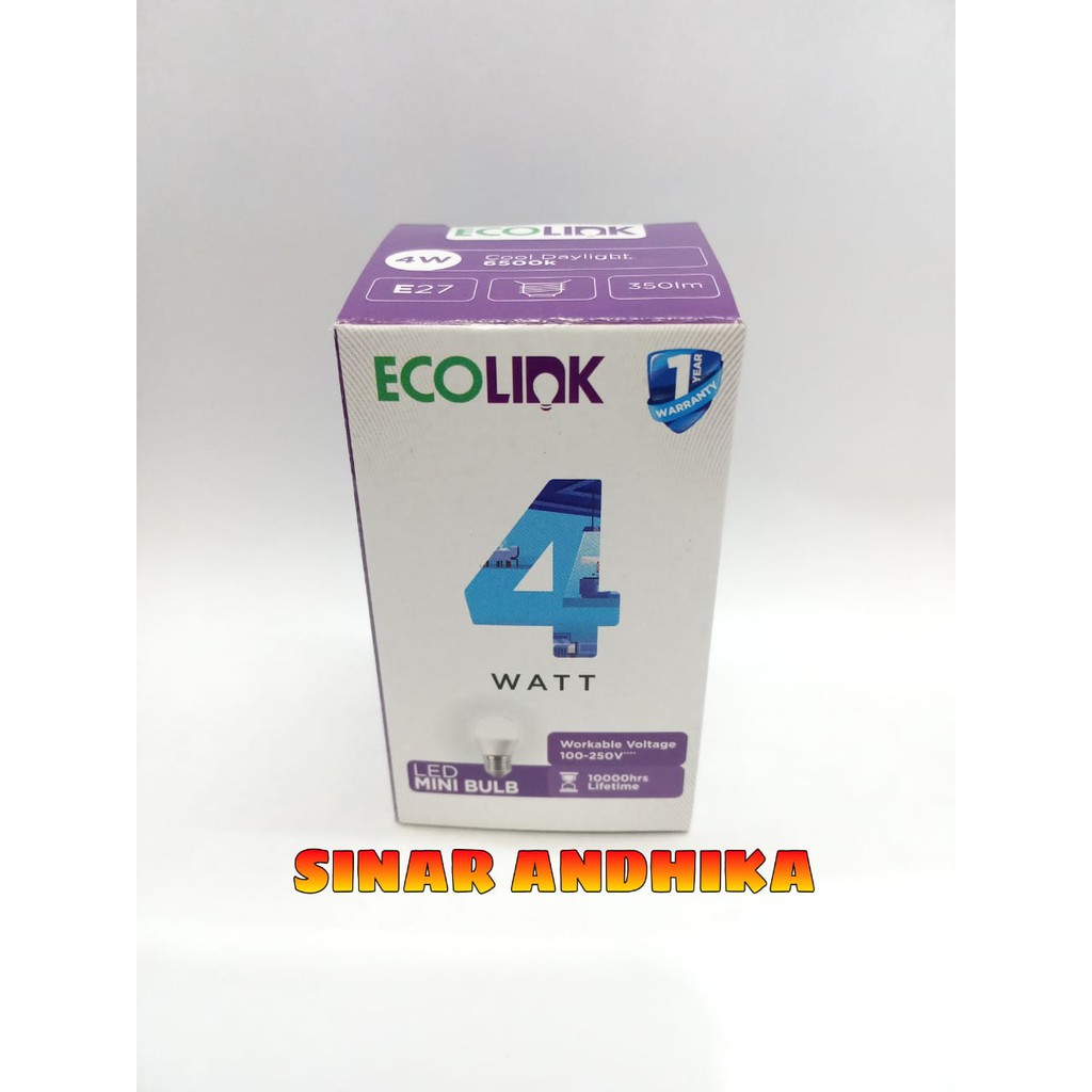 LAMPU LED BULB ECOLINK WARNA PUTIH 4 WATT