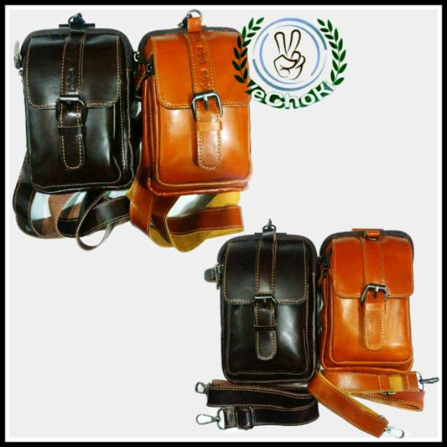 Dompet Selempang Sarung HP Kulit Sapi Asli - Polos Kickers AFJ595