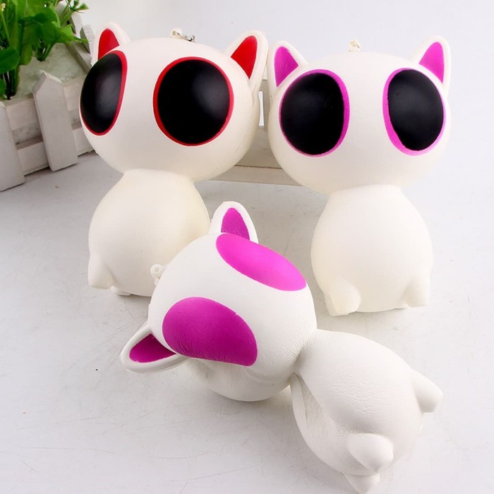 READY SQUISHY KUCING MATA BELO BIG EYES ALIEN CAT SANQI ELAN 