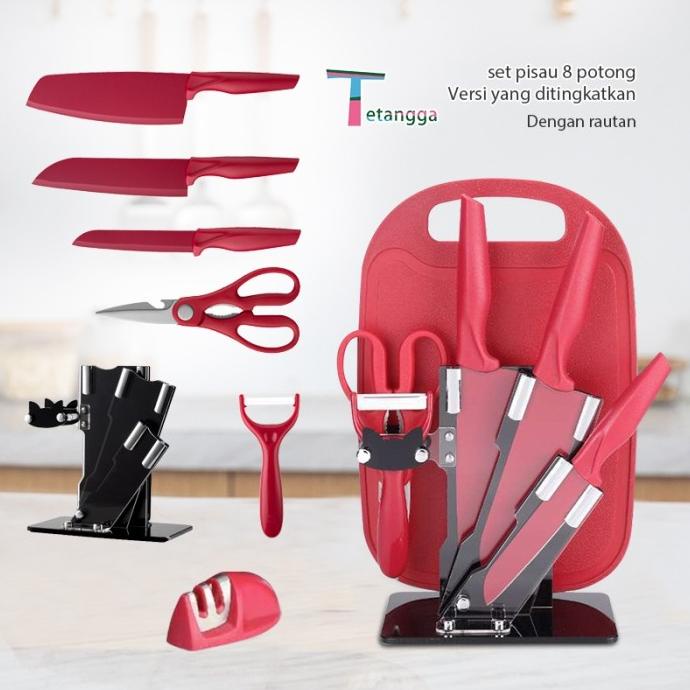 

Pisau Dapur / Kitchen Knife Set 8 In 1 Keramik Set +Rautan + Talenan Marfazizi