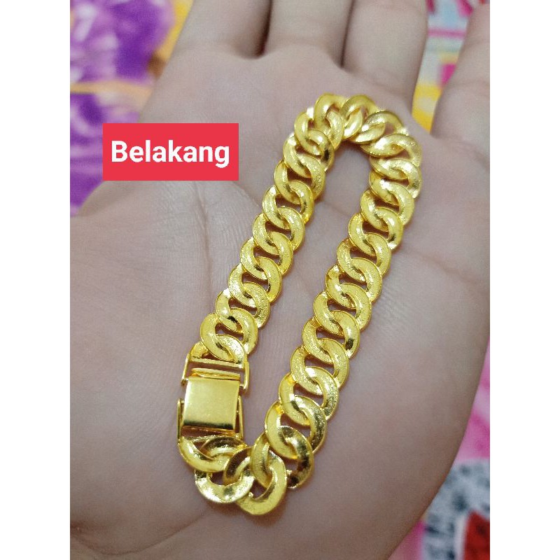 GELANG SISIK NAGA PERAK 925 SILVER LAPIS MAS KUNING 24K