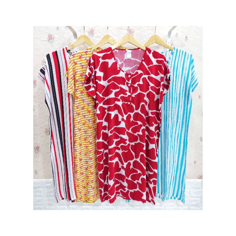 Daster Selutut Lengan Pendek Busui / daster adem / daster kain katun premium / daster selutut