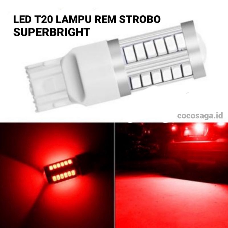 Lampu rem LED T20 7443 Stoplamp Mobil 33 SMD STROBO REM