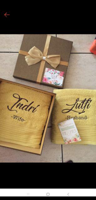 Hampers Handuk Bordir Terry Palmer 70x135 Cm Couple Wedding Seserahan Hadiah Gift Mahar Pernikahan