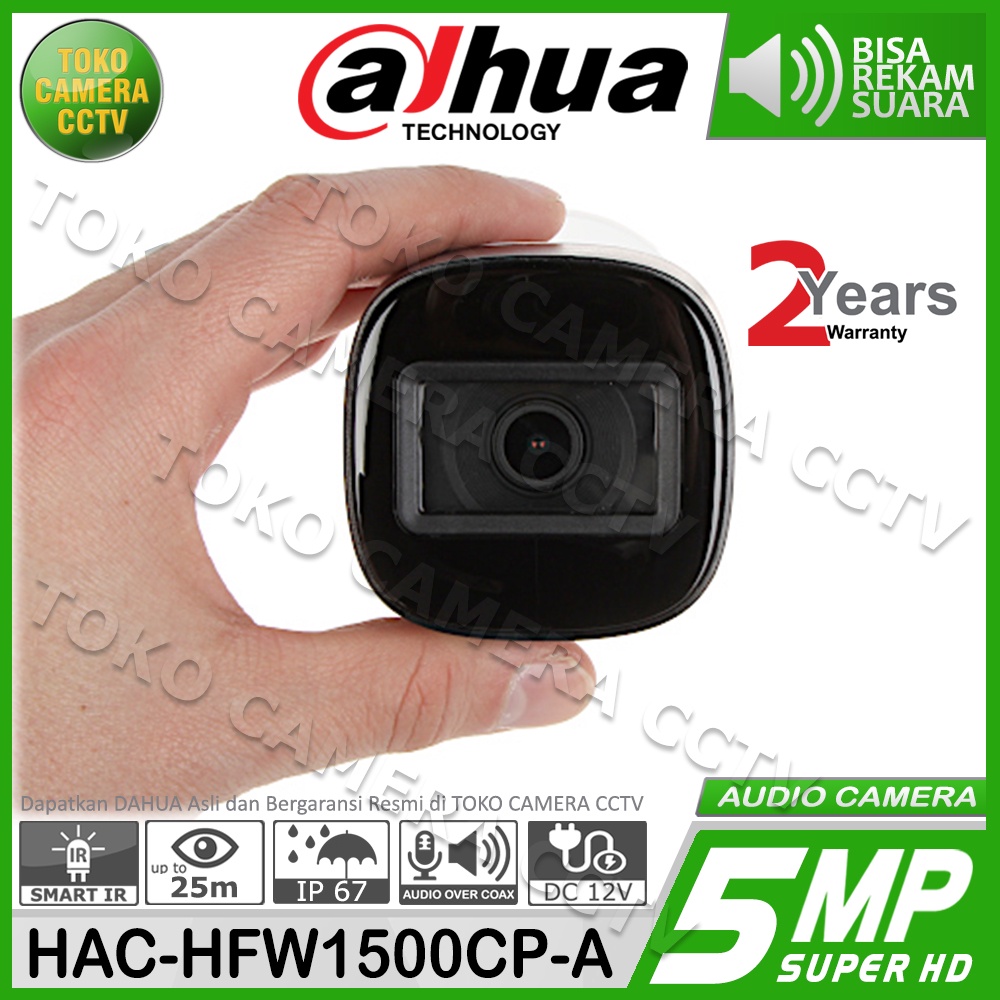 KAMERA CCTV OUTDOOR 5MP AUDIO DAHUA HAC-HFW1500CP-A BUILD IN MIC