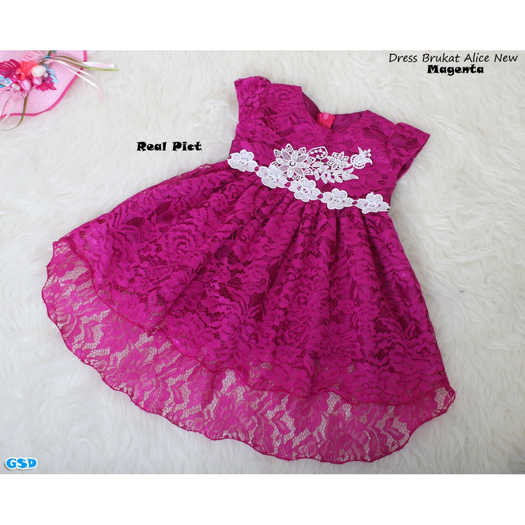 Dress Kids Alice/Baju Terusan Dress Anak Import/Casual Mini Midi Dress Brukat Anak/Baju Anak Murah