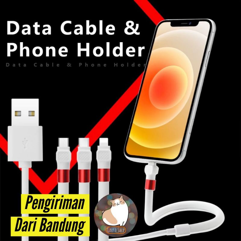 Kabel charger / Kabel Data USB type C bisa ditekuk panjang 1,2 meter phone holder