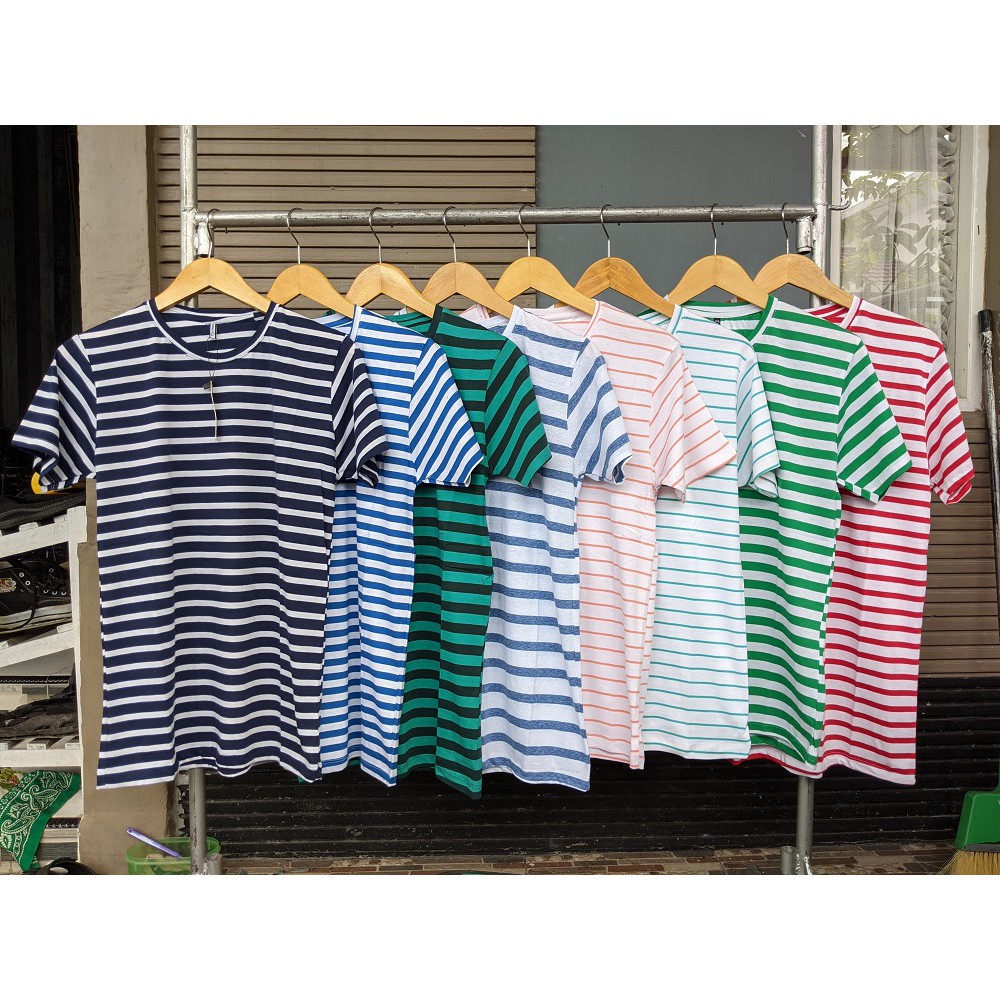 KAOS STRIPE STRIP SALUR BELANG GARIS GARIS PRIA WANITA UNISEX KAOS DISTRO LENGAN PENDEK