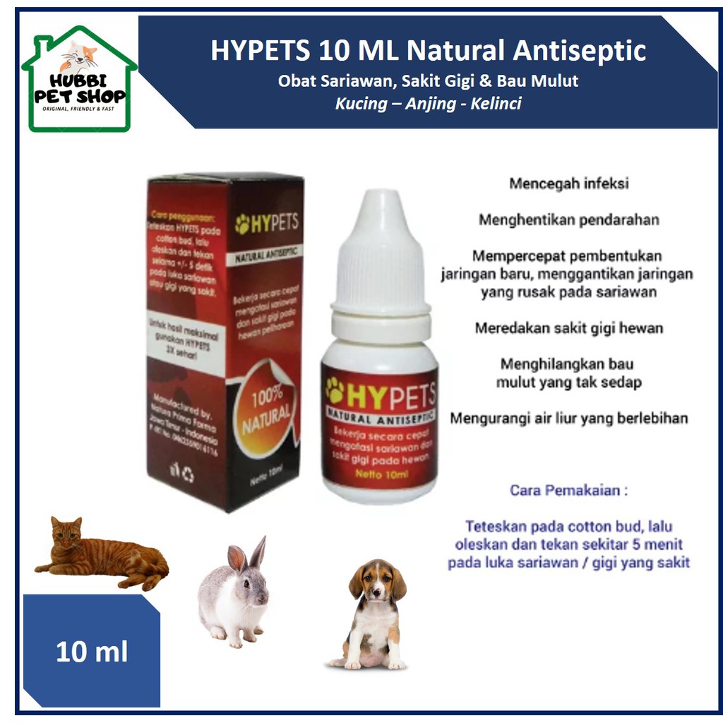 Hypets-Obat Sariawan Kucing penghilang Bau mulut kucing Antiseptic