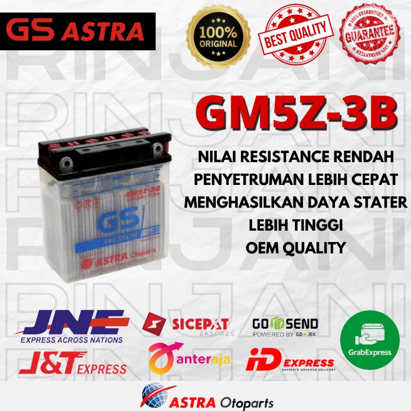 AKI GS ASTRA GM5Z-3B GRAND ASTREA/VEGA ZR/FIZ R/CRYPTON - AKI GS ASTRA ORIGINAL