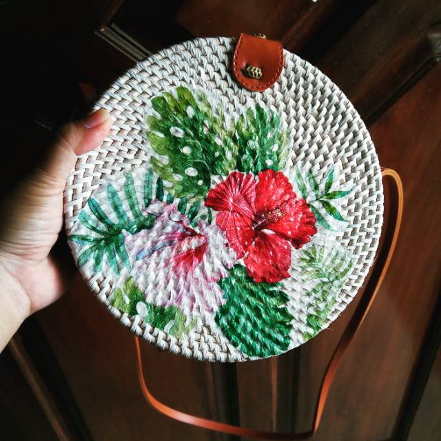 Tas rotan bali bulat