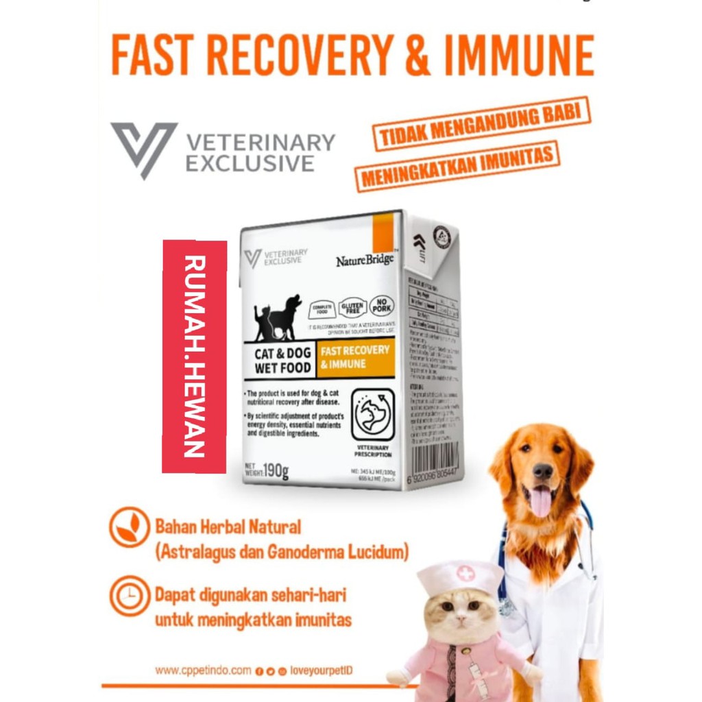 Promo Nature Bridge Fast Recovery &amp; Immune 190gr - Makanan basah kucing anjing wet food 190 gr