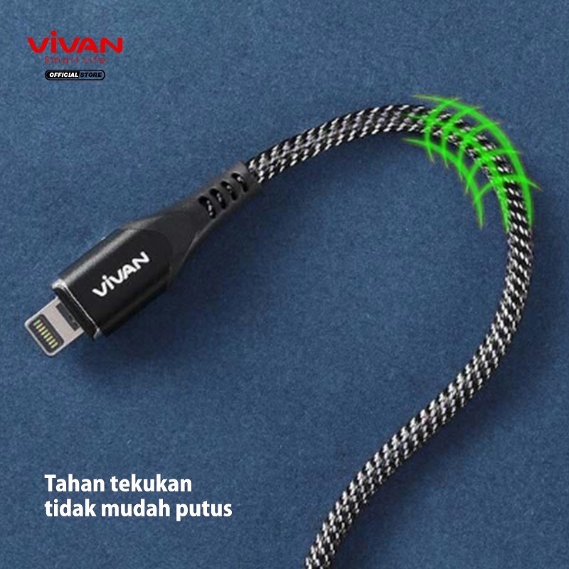 VIVAN Kabel Magnet iPhone Magnetik Fast Charging 2.4A MGL100 Super Strong Quick Charge Lightning