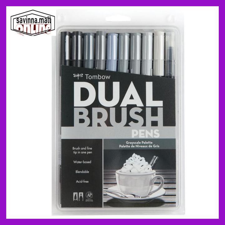 

U0Uo879- Tombow Dual Brush Pen Set 10 - Greyscale Palette Y7Ry688-