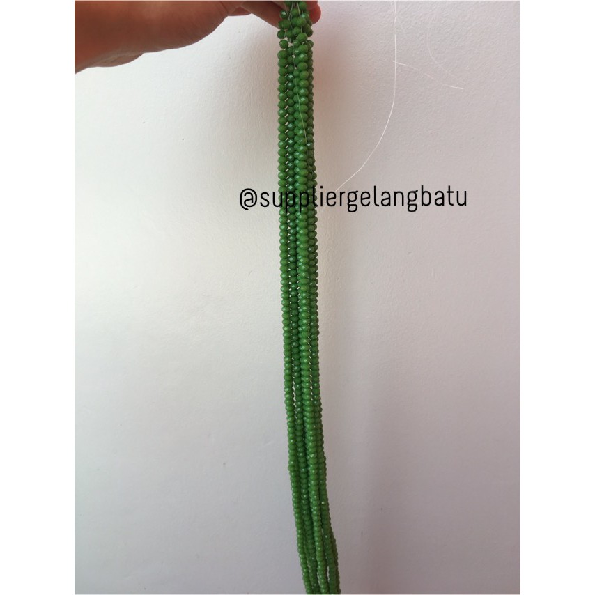 Crystal Ceko Doff 6mm GREEN HIJAU Bahan Gelang Kalung Craft DIY Craft aksesoris supplier grosir