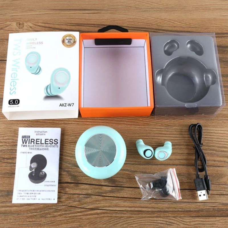Hokkiterus21⭐⭐⭐⭐⭐ TWS AKZ W7 earphone earbuds bluetooth headseat kontrol sentuh stereo wireless headphone