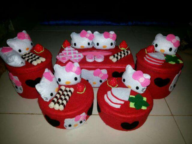 Set Toples Kotis Hello Kitty Flanel
