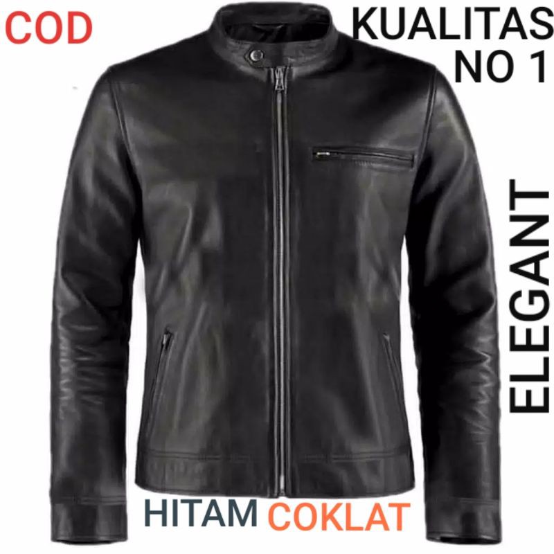 Jaket Kulit Pria Casual Jaket Motor New Trend Elegant